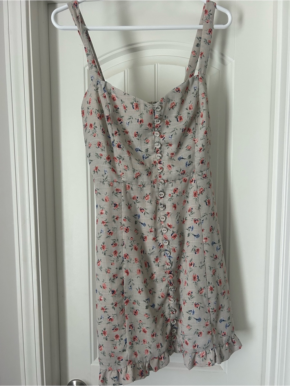 Storia Beige Floral Sundress with Pink and Blue Accents